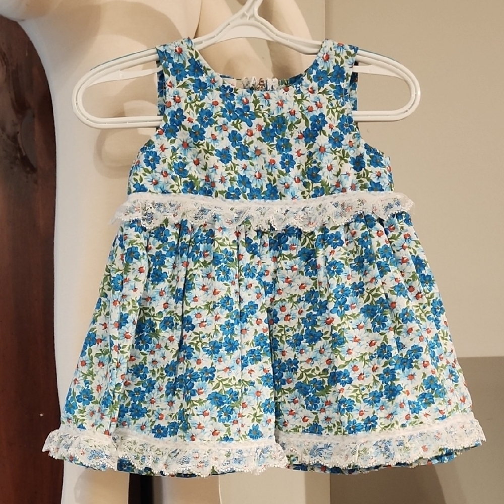 Charming Handmade Blue Floral Kids Dress